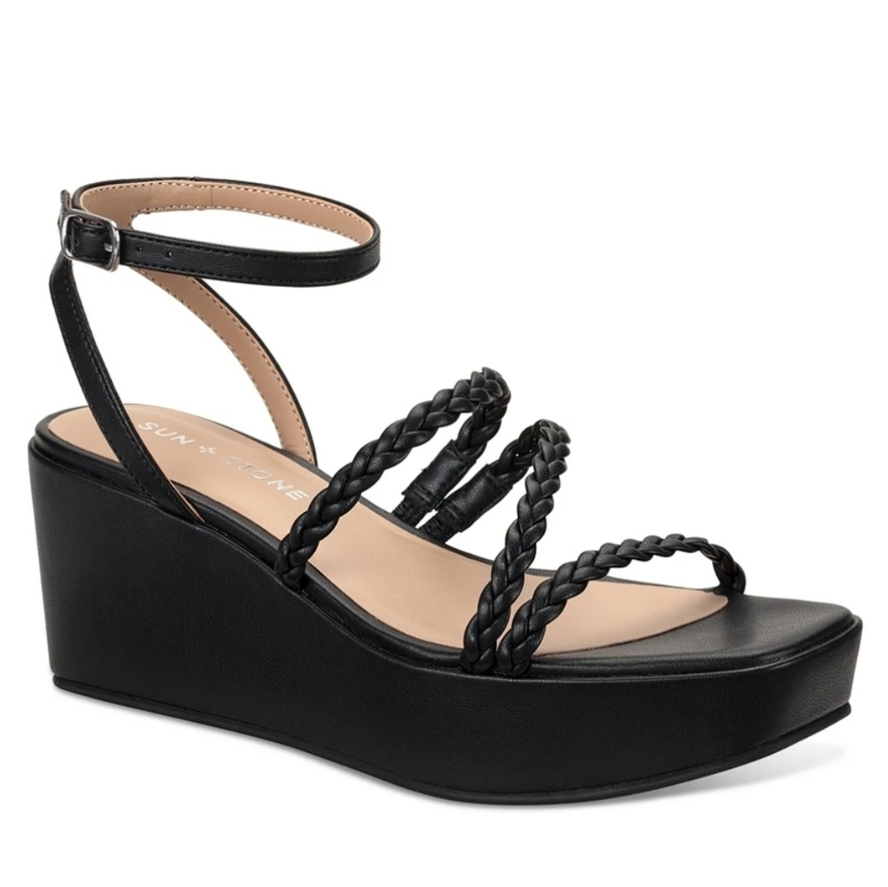 Sun + Stone Women's Alyssaa Strappy Platform Wedge Sandals NIB Sz 10